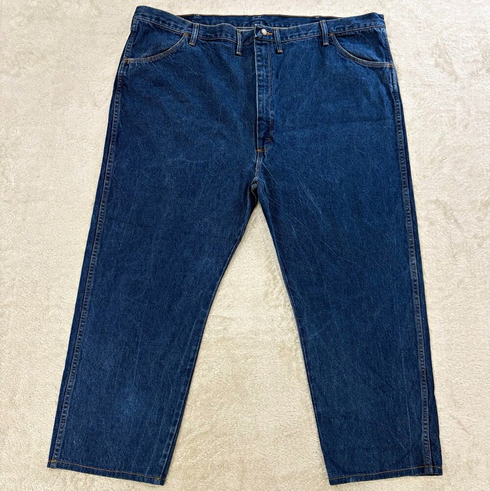Rustler Men’s Big & Tall Blue Denim Jeans 50 Regular Fit Straight Leg Dark Wash